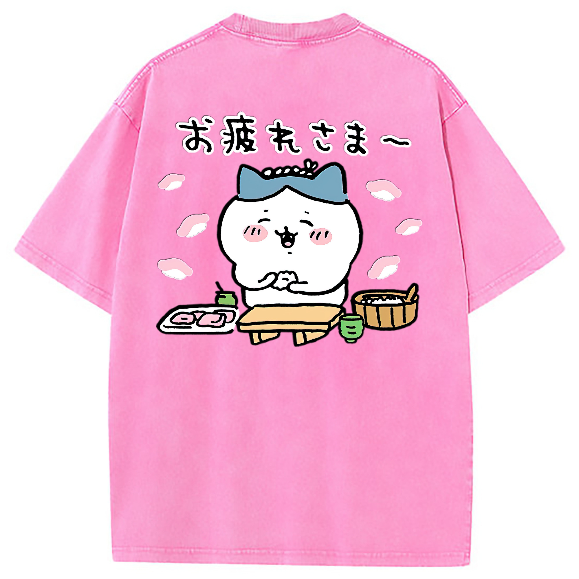 （画像用） ちいかわ ハチワレ Chii-kawa hachiware 綿100% ヴィンテージ風 半袖Tシャツ（背面プリント）
